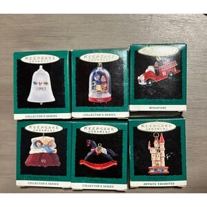 Lot of‎ 6 Hallmark Keepsake Miniature Ornaments 1993 Vintage Christmas